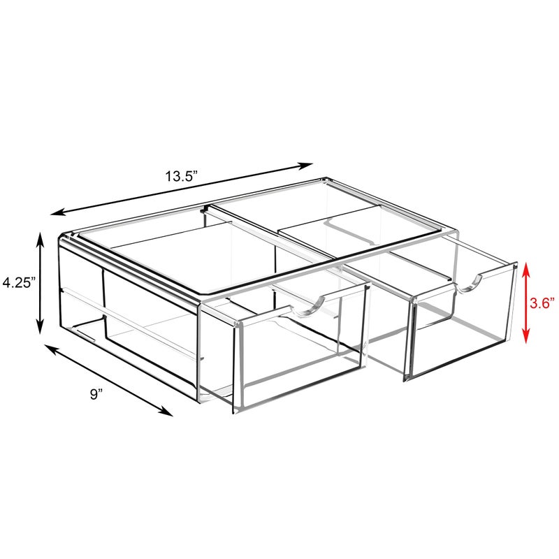 Sorbus Large Stackable Acrylic Drawers - 2 Clear Storage Drawers for Organizing Make up, Nail Polish, Hair Accessories, and Beauty Supplies - Makeup Organizer for Vanity, Bathroom Organizer Countertop - Image 3